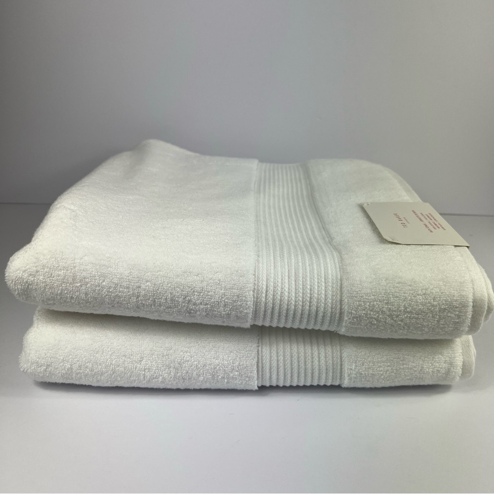 Ted Baker London Bath Towels Set of 2 Spa White Super Plush 100% Cotton NEW